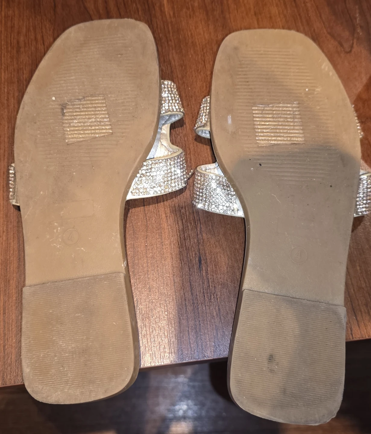 Shein Gold Embellished Slide Sandals Size 4 - photo 3