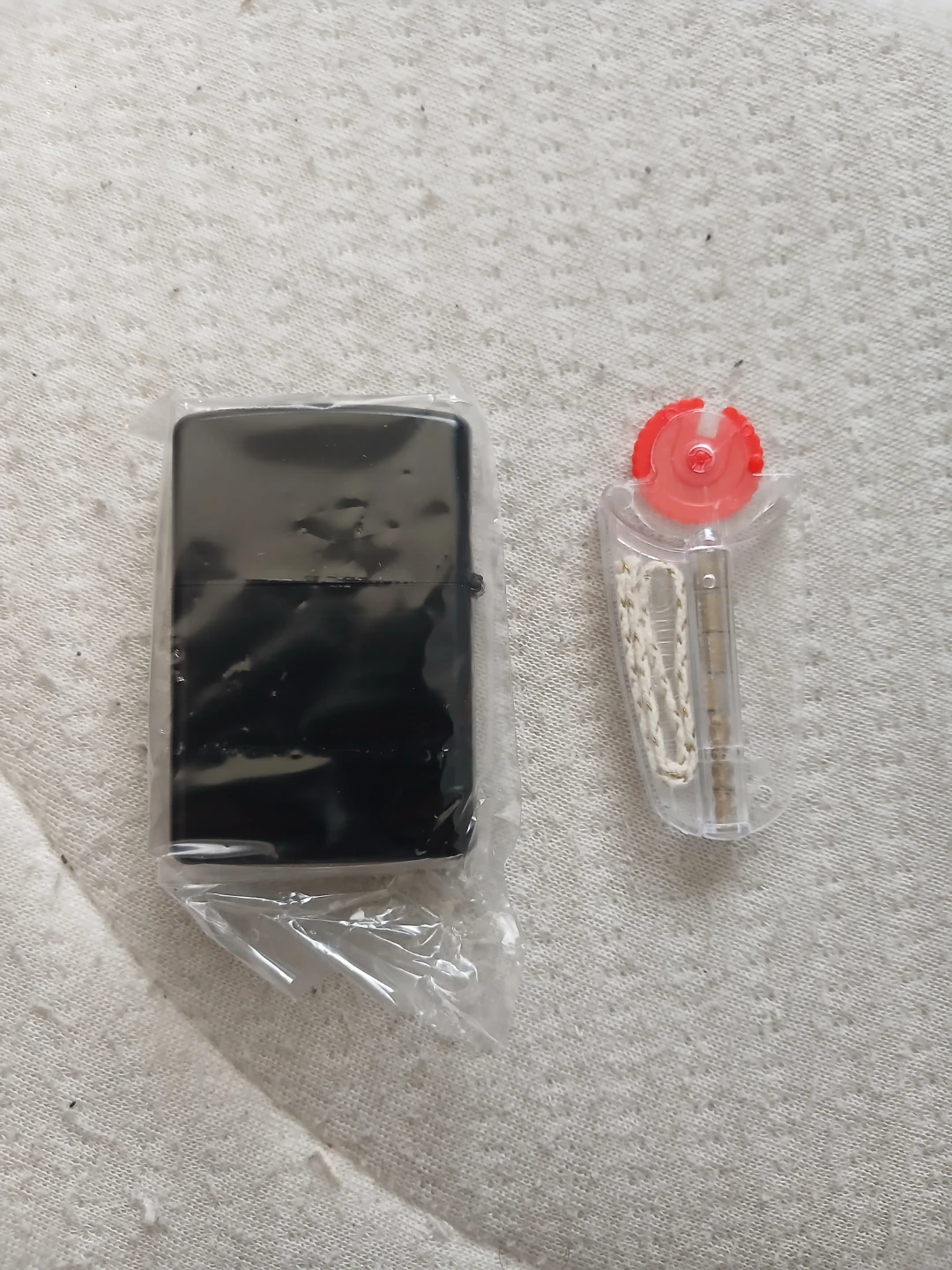 Black Zippo Style Lighter With Replacement Parts