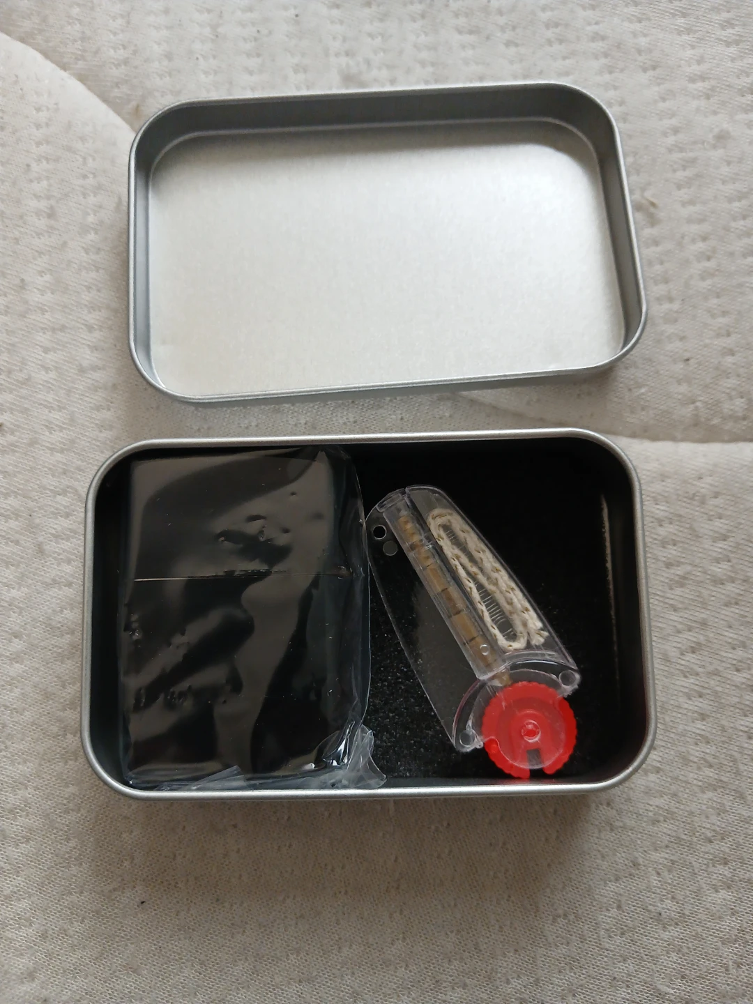 Black Zippo Style Lighter With Replacement Parts - photo 3