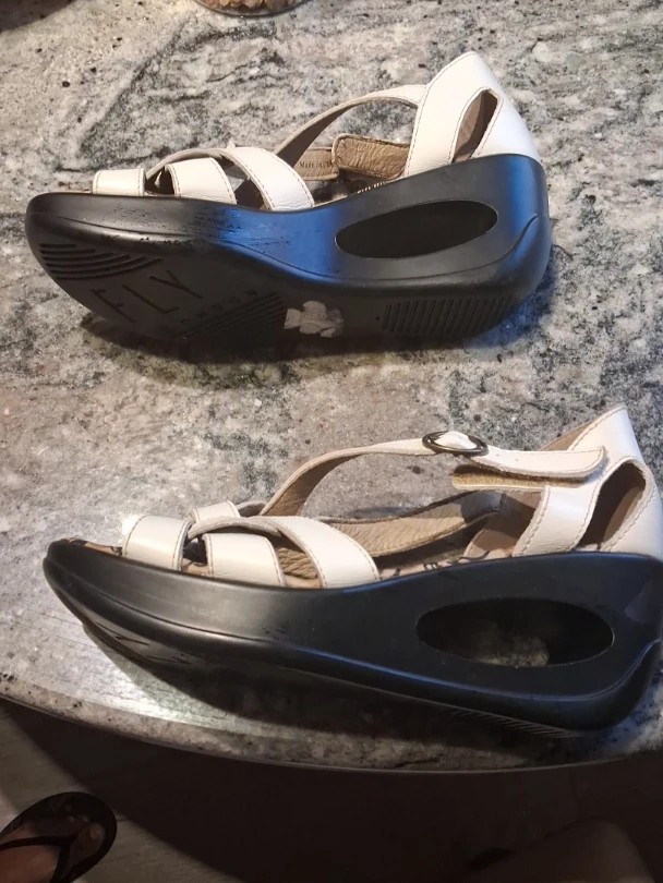 FLY LONDON White Leather Wedge Sandals - photo 2
