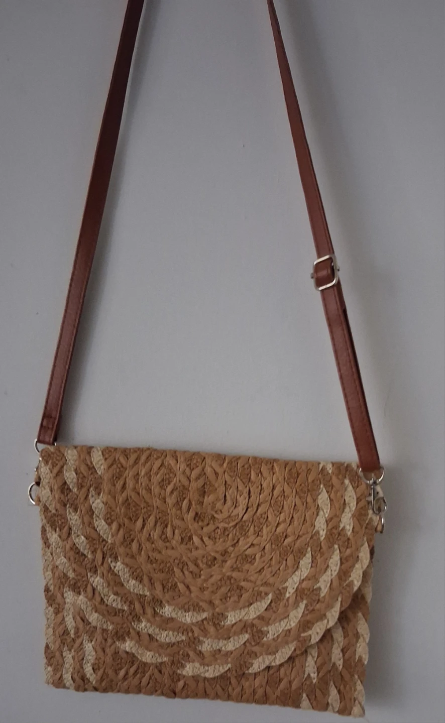 Straw Clutch with Shoulder Strap