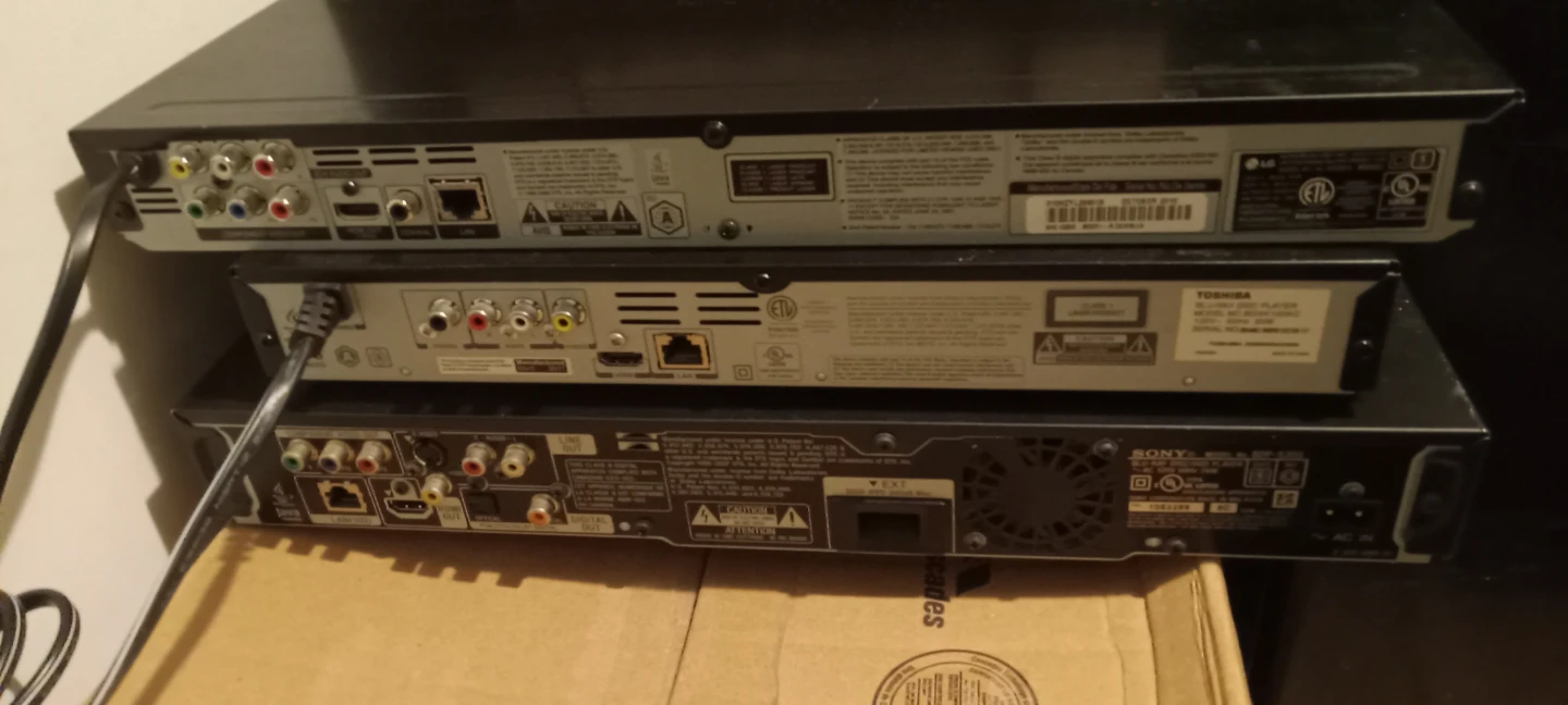 LG, Toshiba, and Sony Blu-ray players with remotes - photo 2