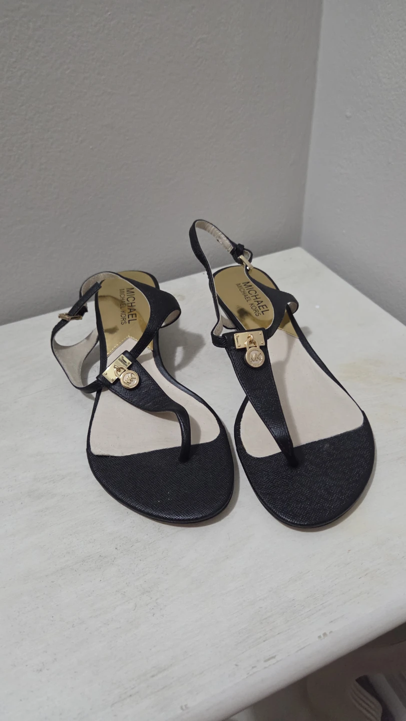 Michael Kors Black Wedge Thong Sandals