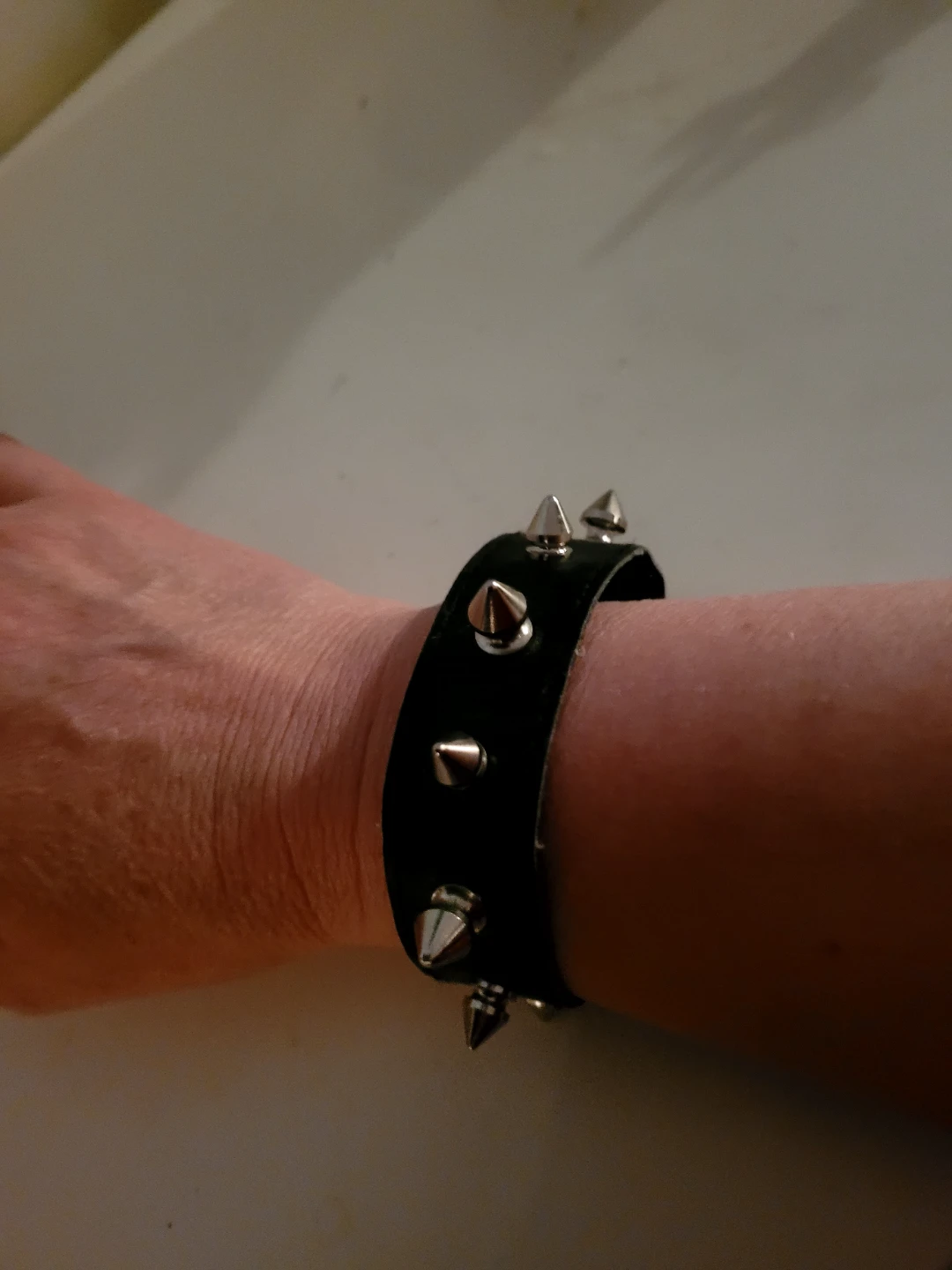 Black Spiked Studded Cuff Bracelet - photo 2