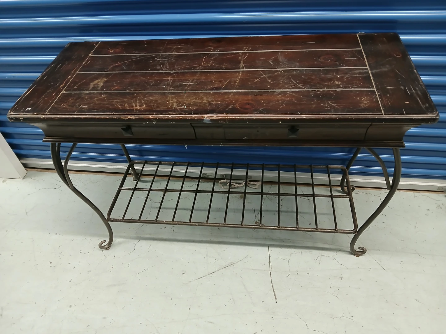 Wooden Console Table with Metal Base and Drawers - photo 4