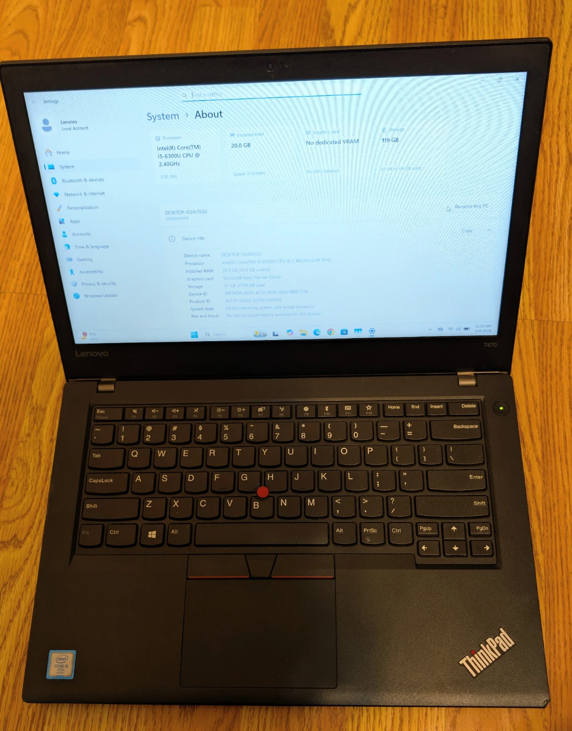 Lenovo ThinkPad T470 | Windows 11 Pro | MS Office 2021 Pro