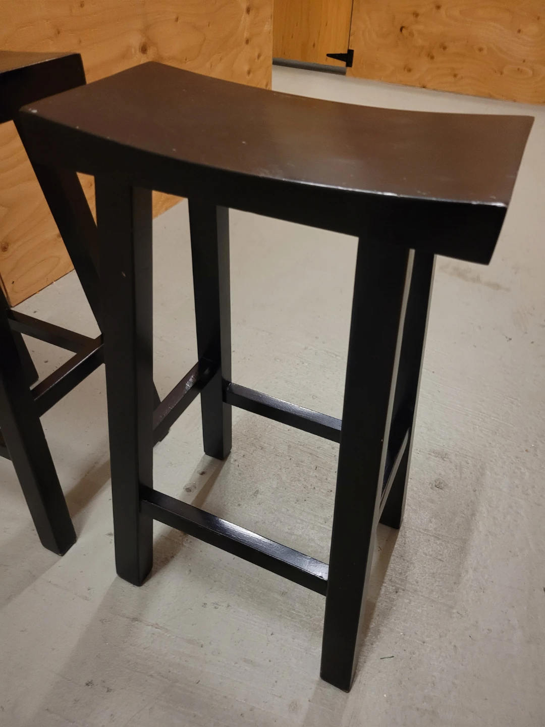 Pair of Black Wooden SADLE STYLE Bar Stools - photo 2