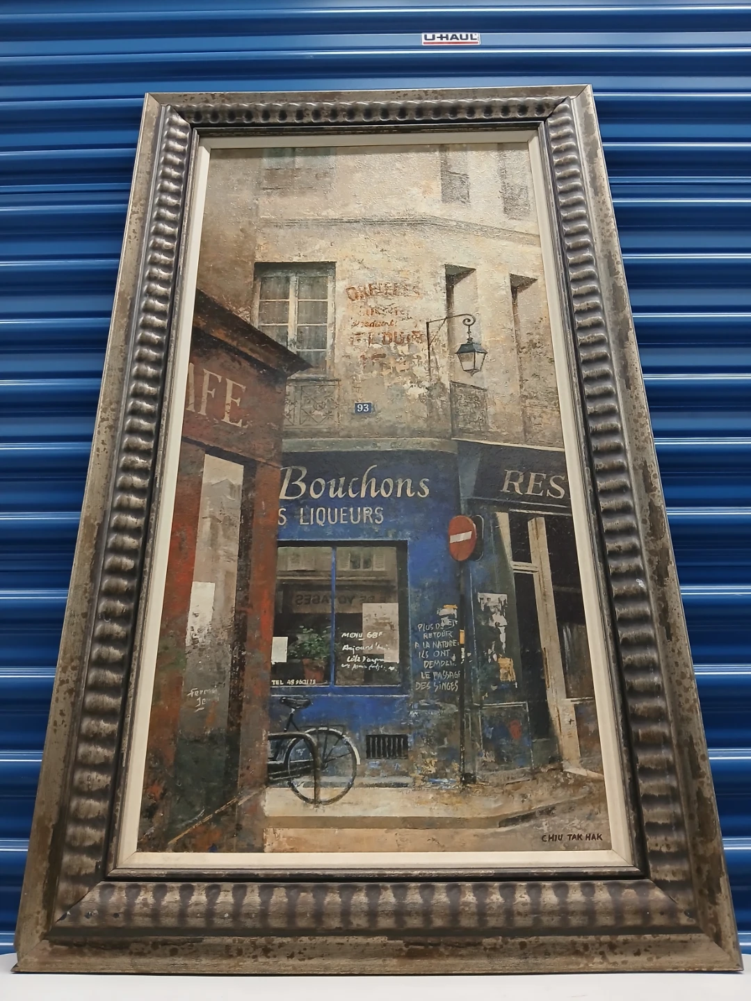 Framed Parisian Street Scene Painting - photo 5