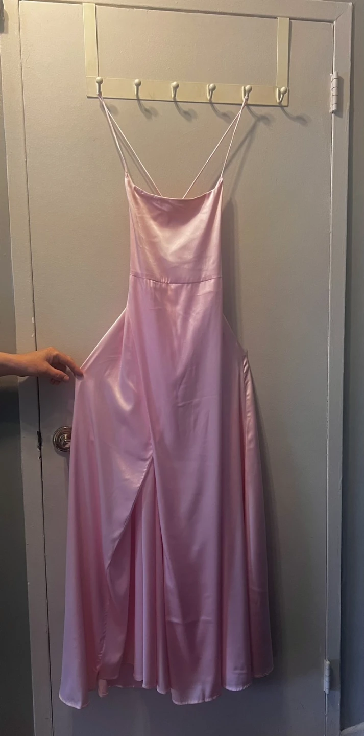 Pink Satin Prom/Formal Dress w Slit New