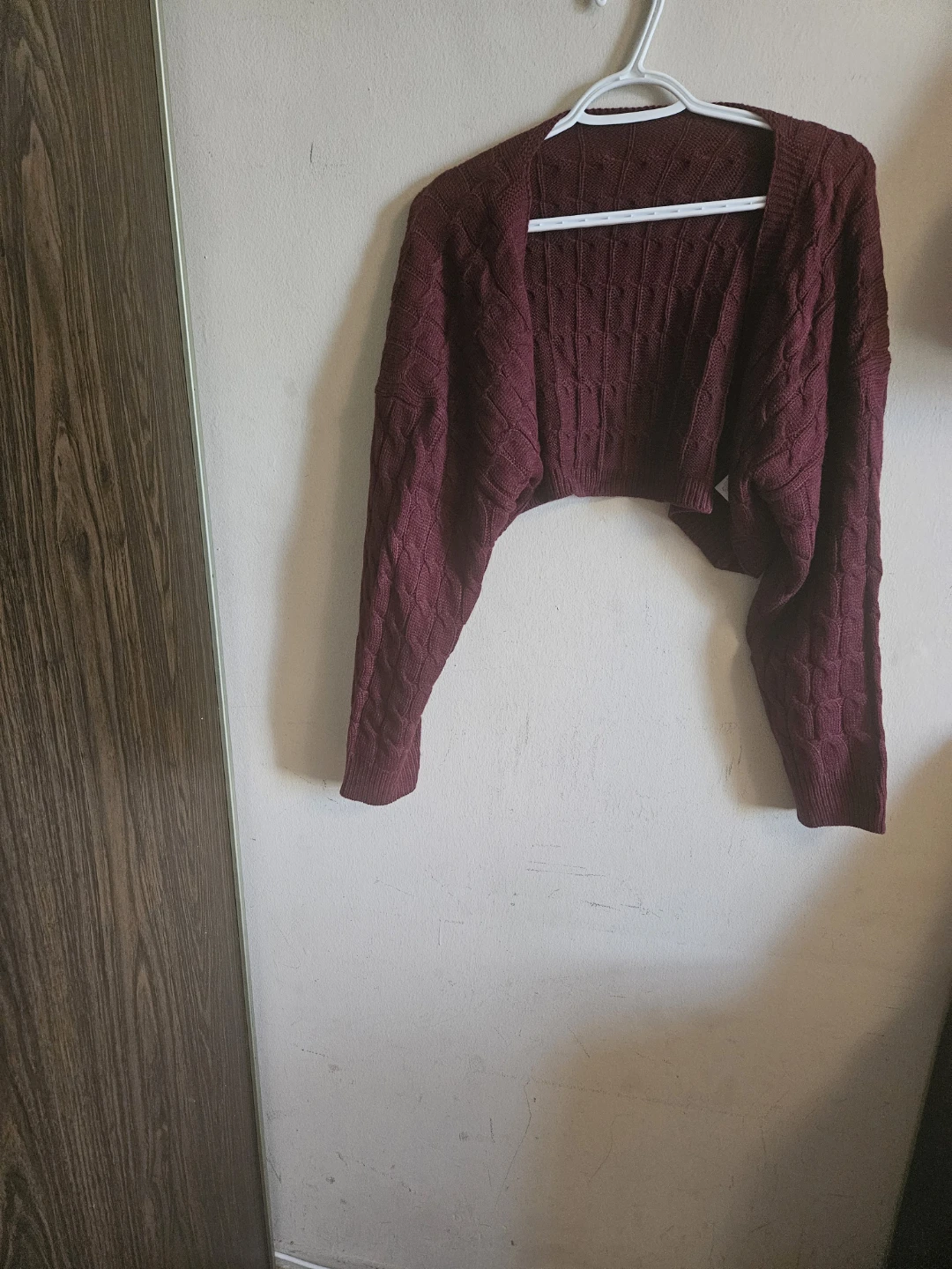 Maroon Cable Knit Bolero Cardigan - photo 2