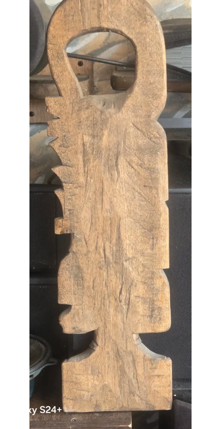 Carved Wooden Figure with Serpent Detail - photo 3