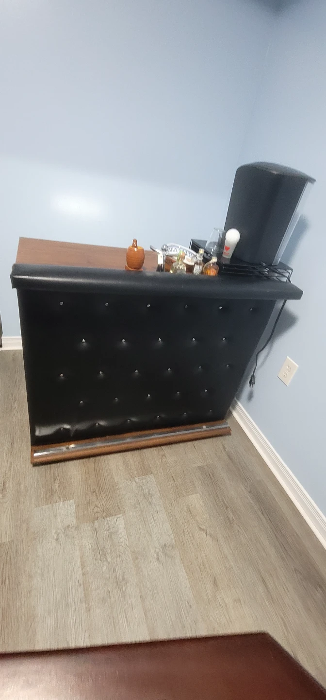 Wooden Bar Cabinet with Tufted Black Front - photo 3