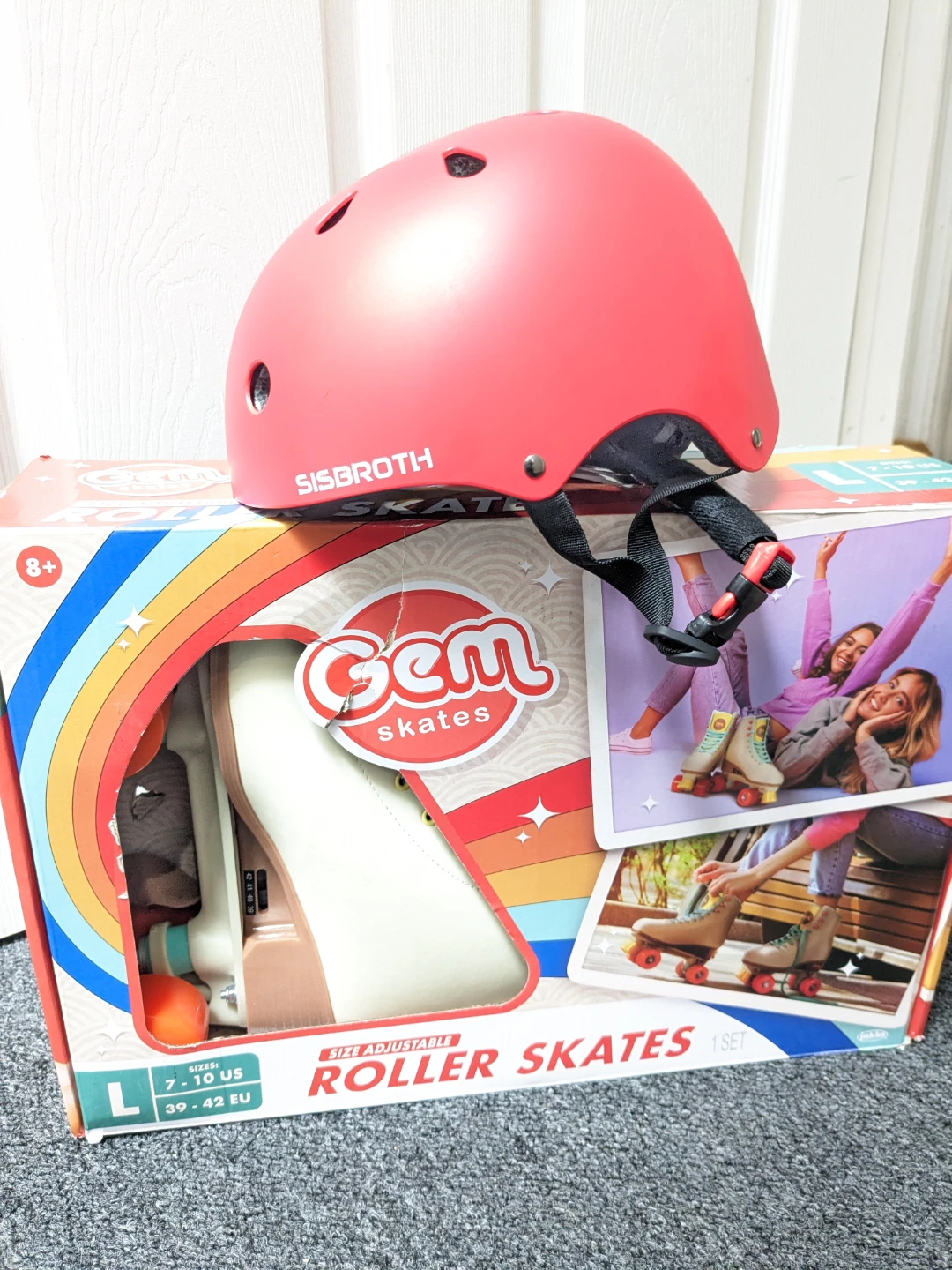 Adult/ Kids Size Adjustable Roller Skates + Sports Helmet