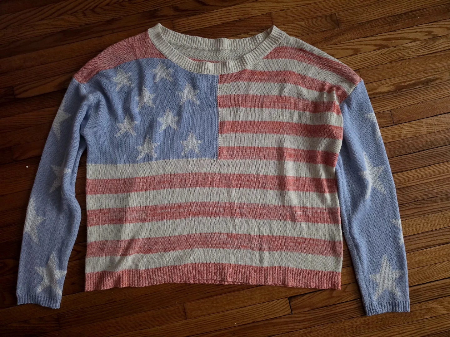 American Flag Striped Light Sweater XXL