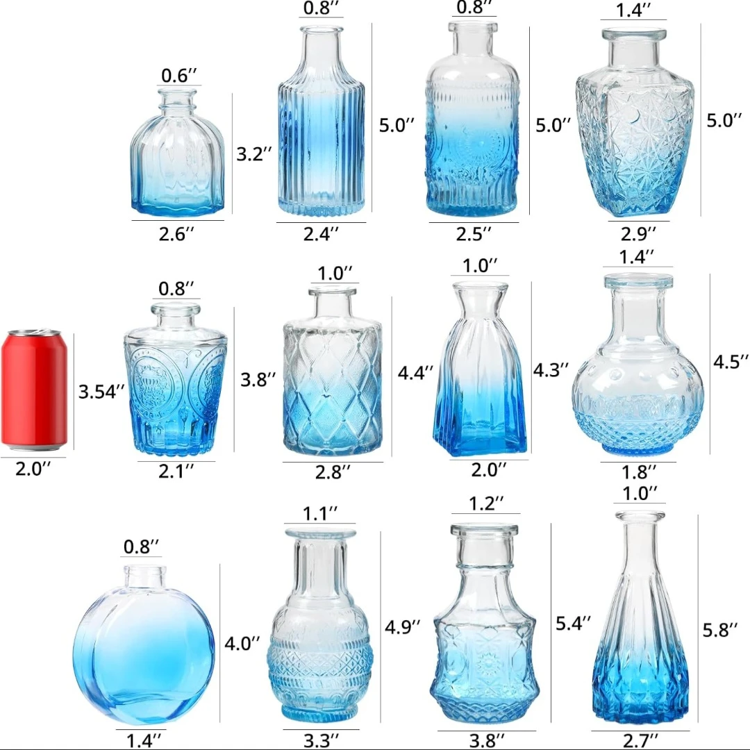Set of 12 Blue Glass Bud Vases - photo 2
