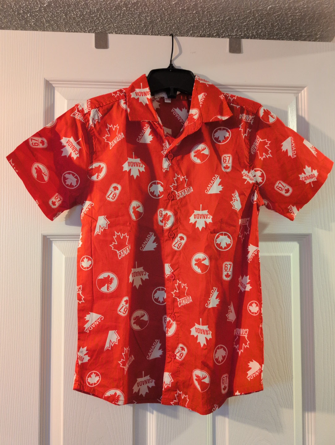 Red Canadian Maple Leaf Button-Up Shirt