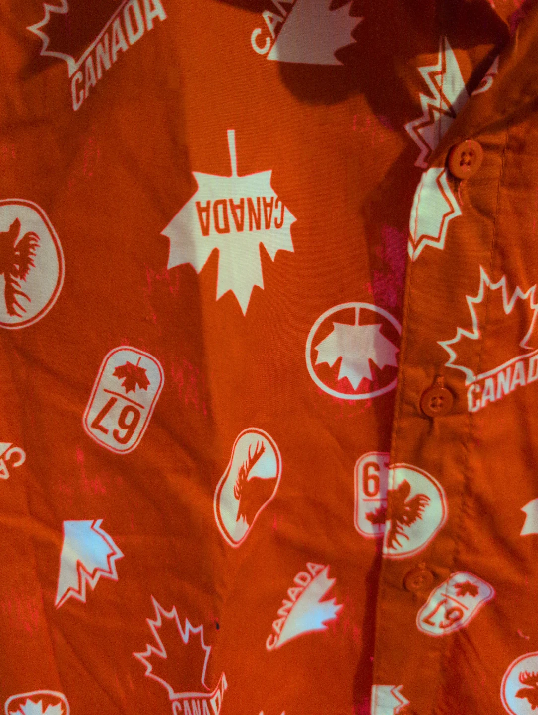 Red Canadian Maple Leaf Button-Up Shirt - photo 2