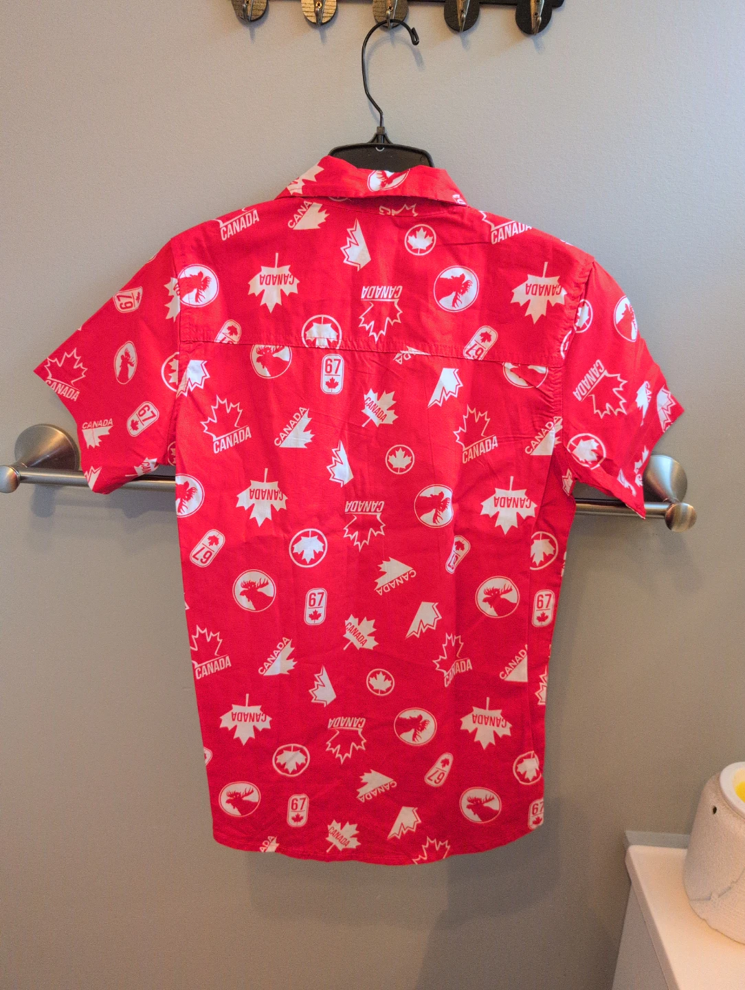 Red Canadian Maple Leaf Button-Up Shirt - photo 3