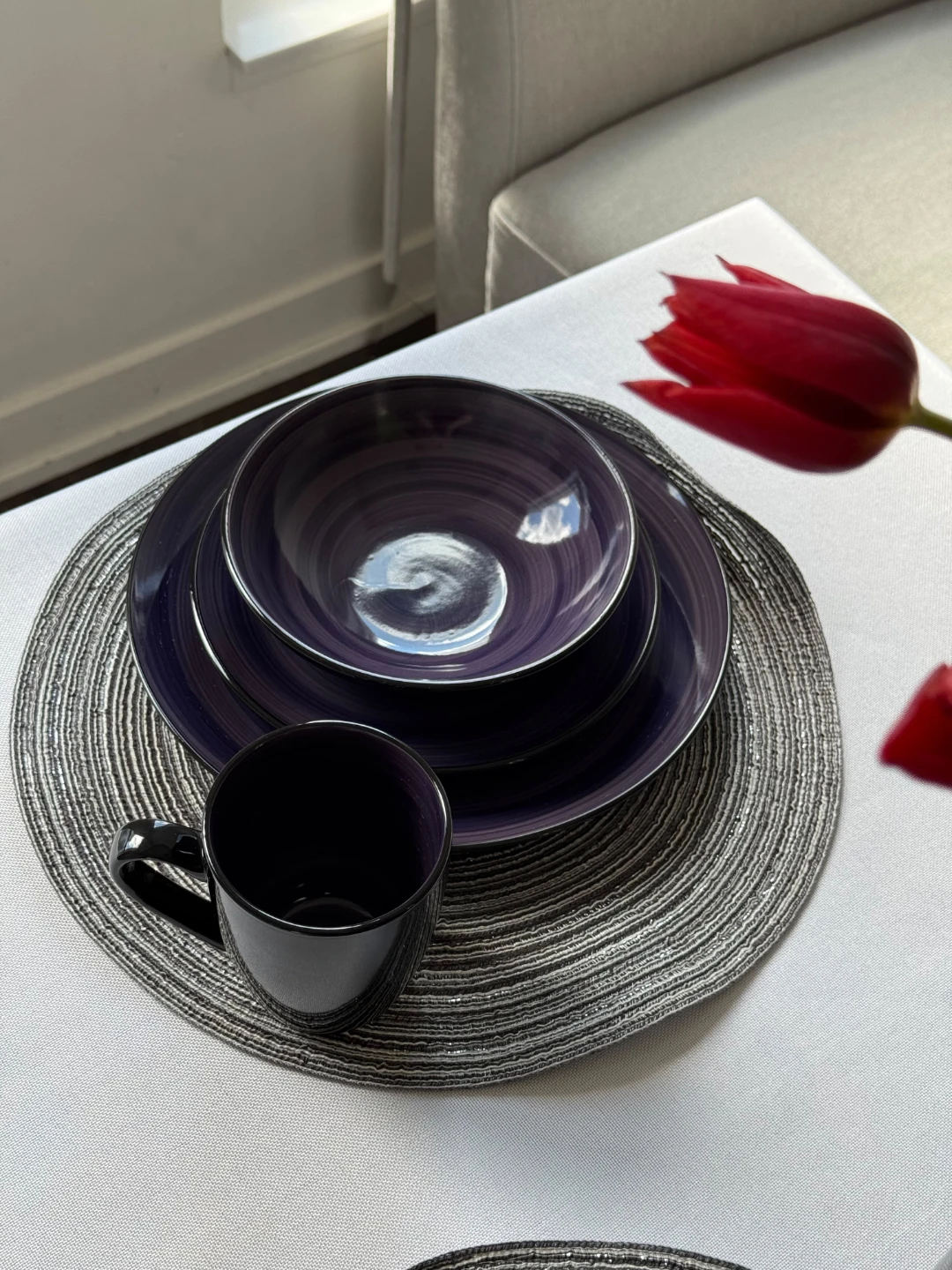 Homveys Sonoma Series Dinnerware Set Purple Swirl - photo 3