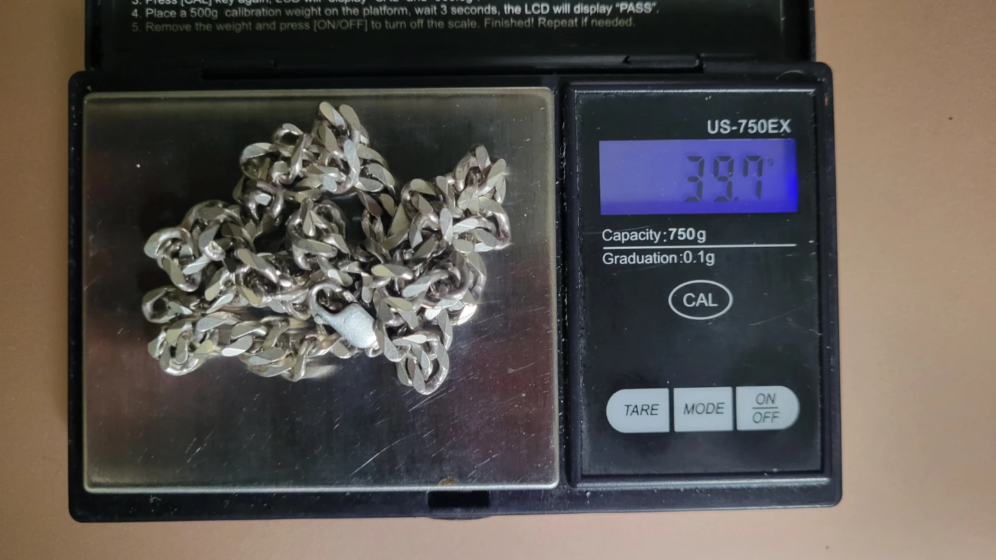 22" Silver Cuban/Curb Link Chain & AK-47 Charm (50 grams total) - photo 4