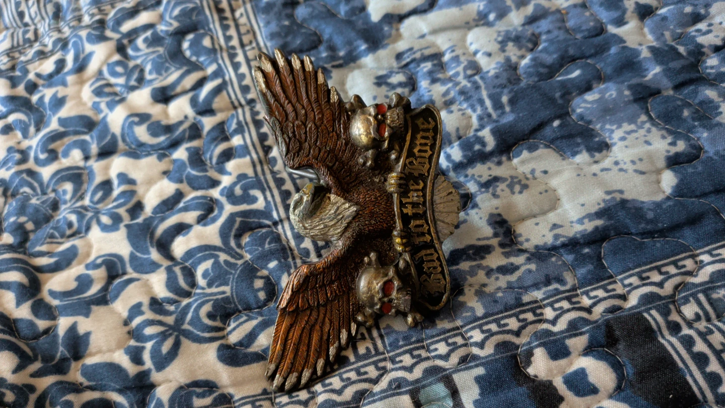 Eagle Skull "Bad to the Bone" Belt Buckle