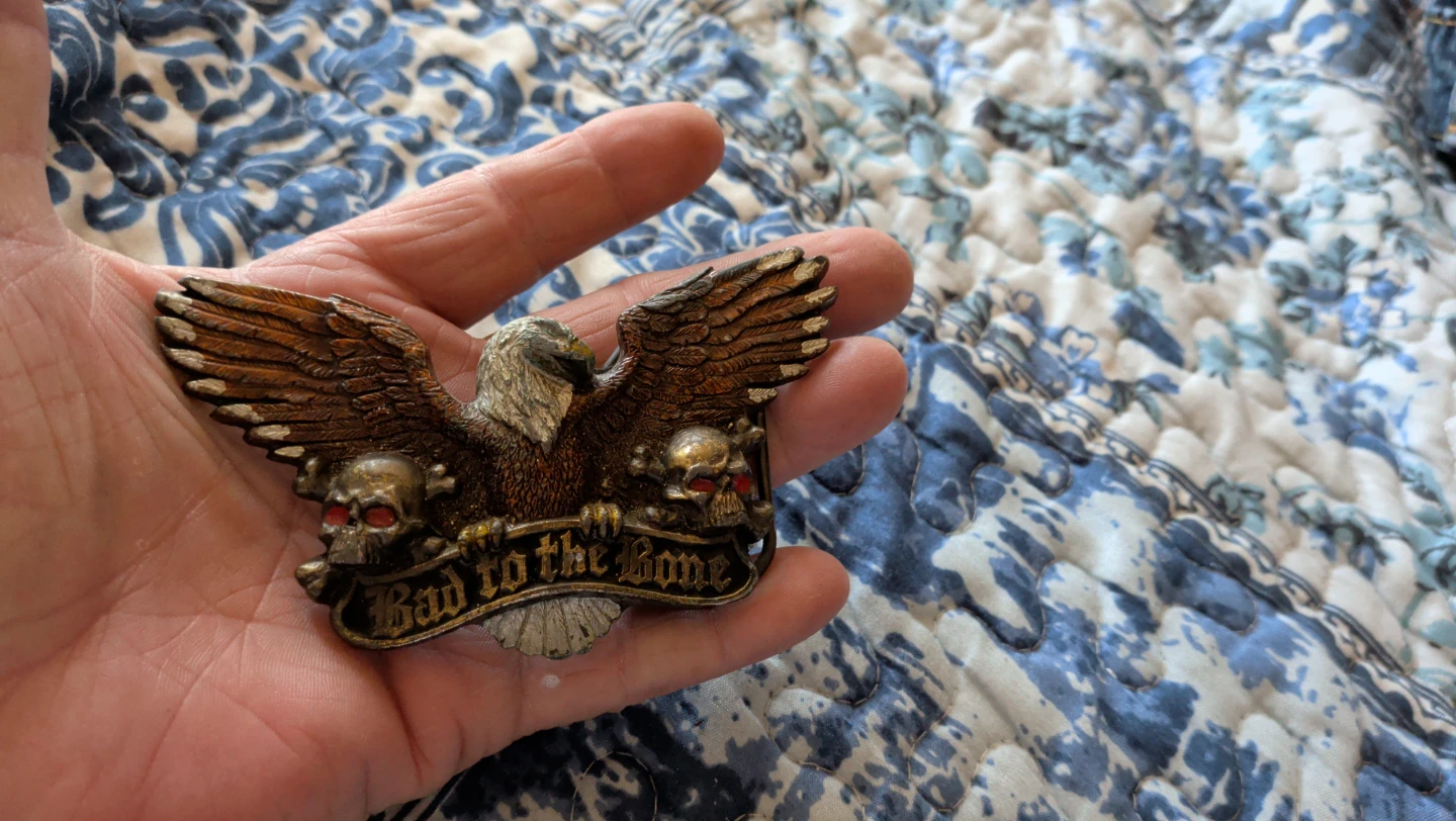 Eagle Skull "Bad to the Bone" Belt Buckle - photo 3