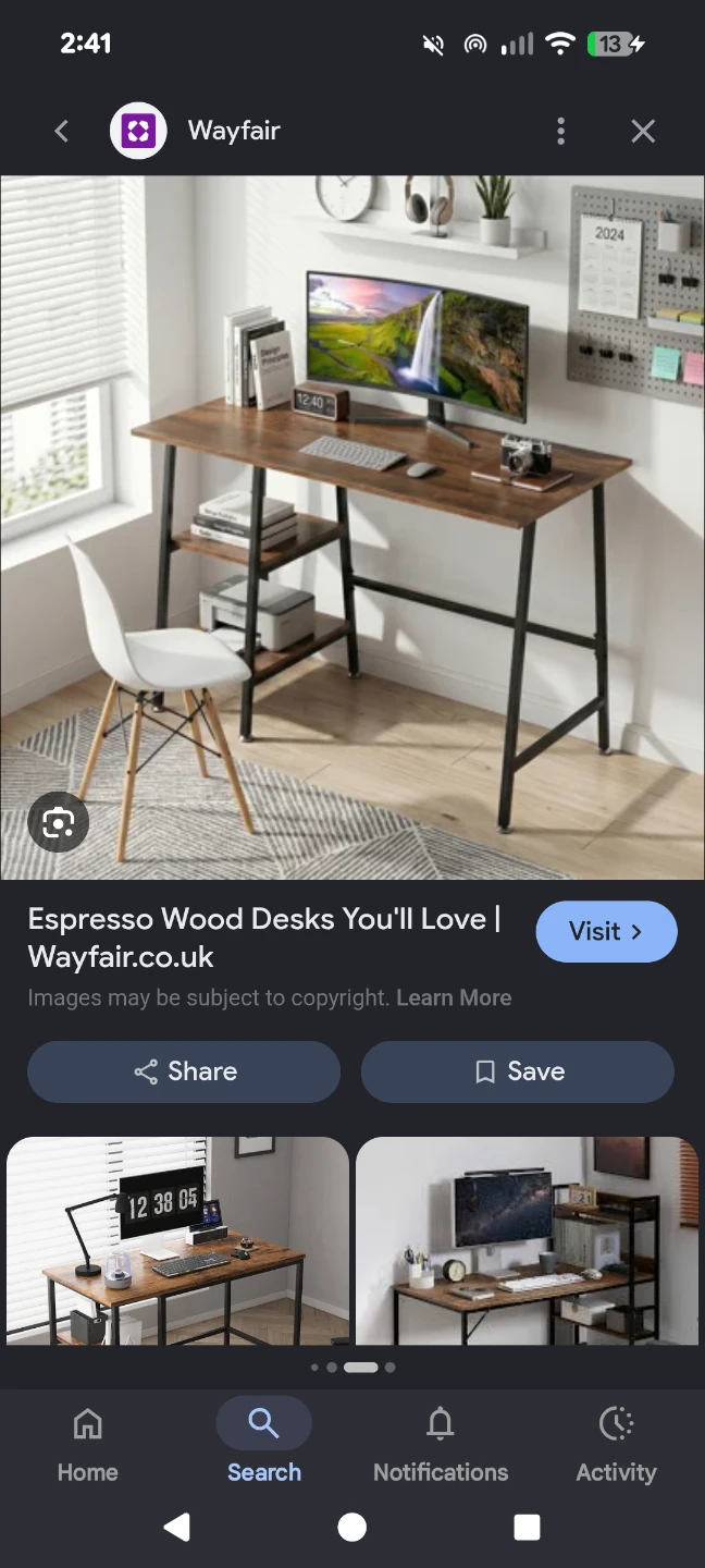 Espresso Wood Desk with Shelves
