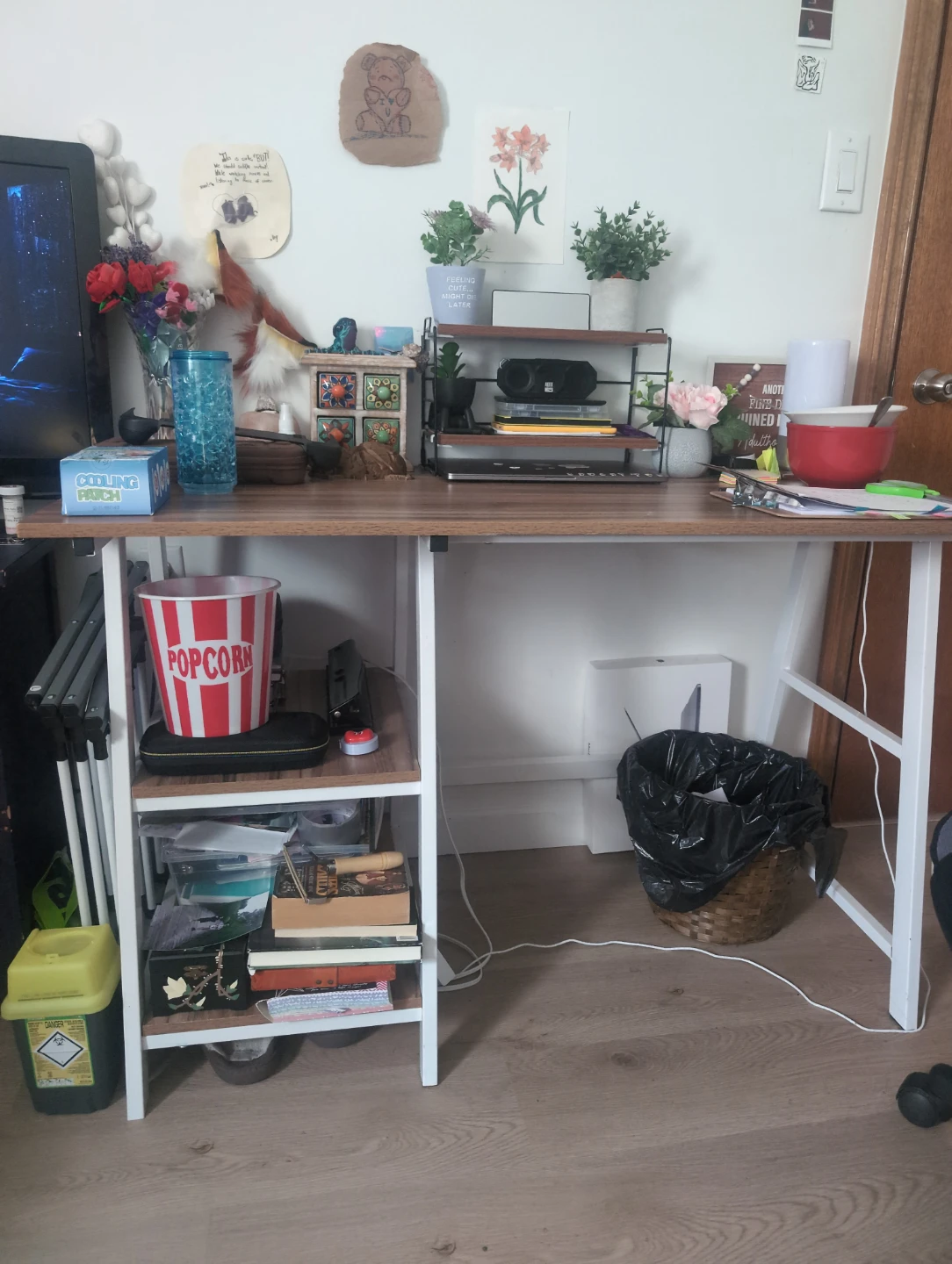 Espresso Wood Desk with Shelves - photo 2