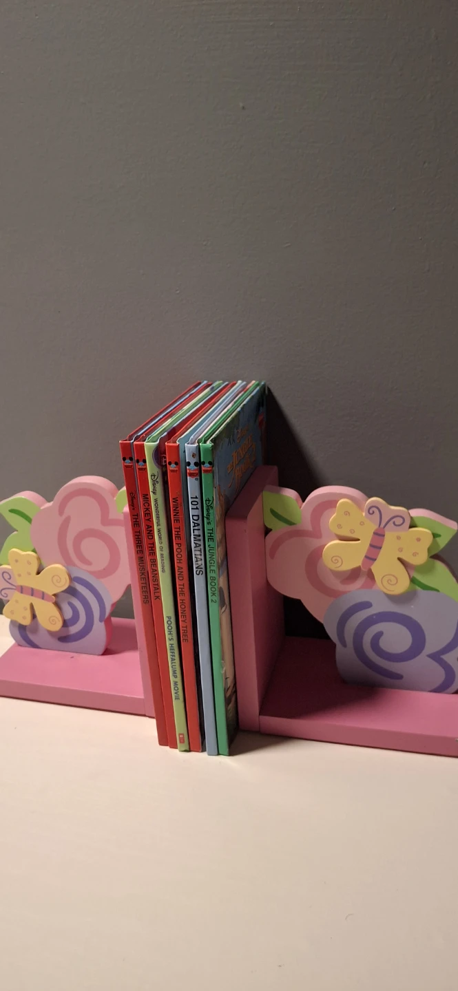 Wooden Bookends with Butterflies and Flowers - photo 3