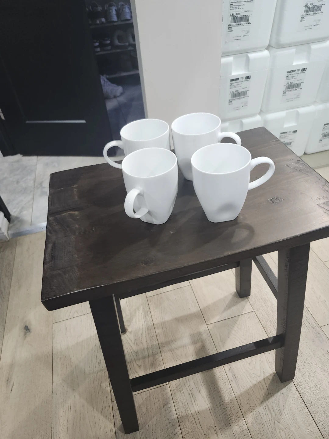 Set of 4 White Ceramic Mugs