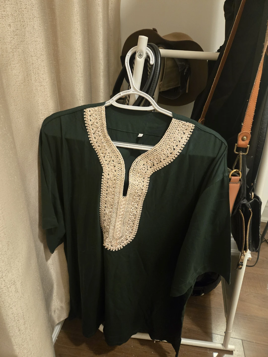 Dark Green Tunic with Lace Detail L