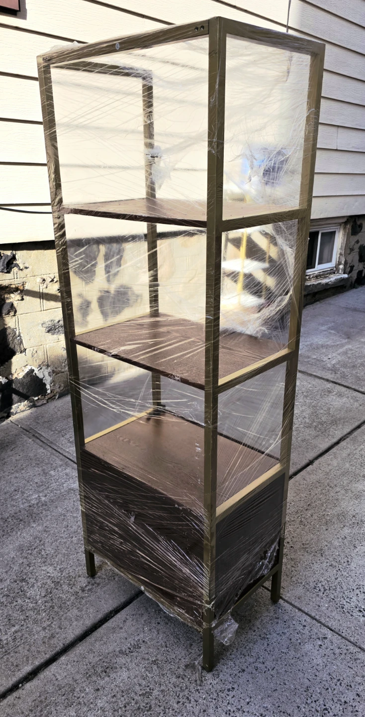 Wooden Cabinet with Gold Frame + matching desk - photo 4