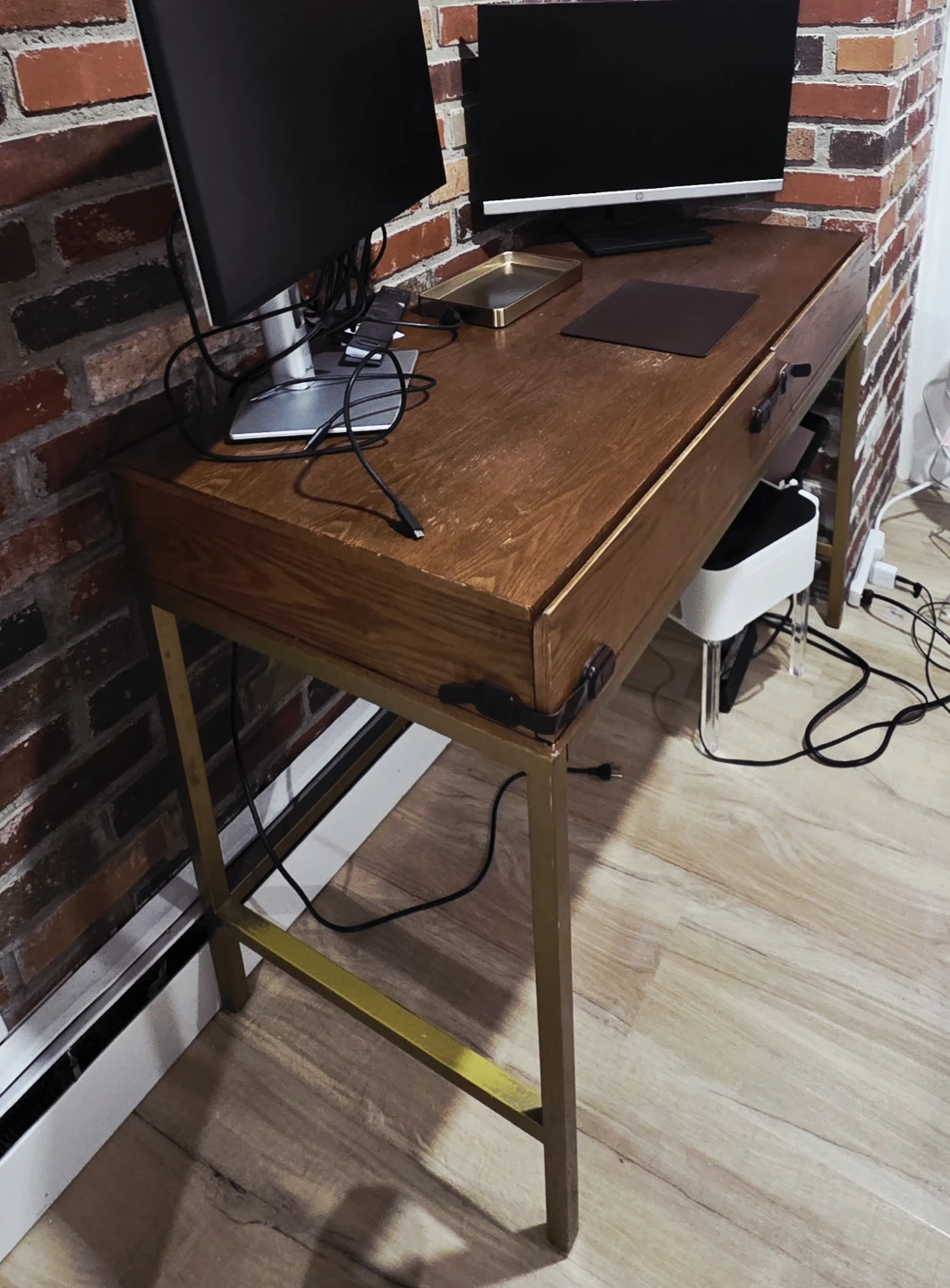Wooden Cabinet with Gold Frame + matching desk - photo 5
