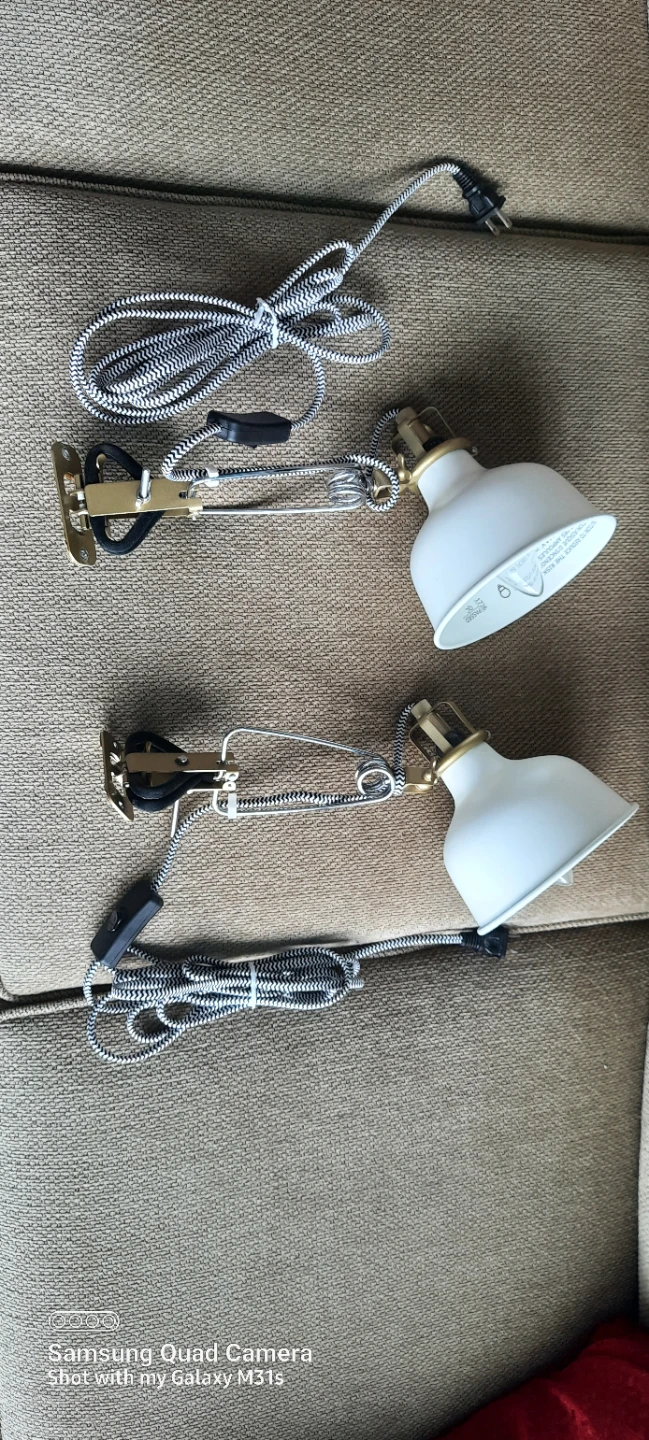 Two White Desk Lamps with Black & White Cords - photo 2