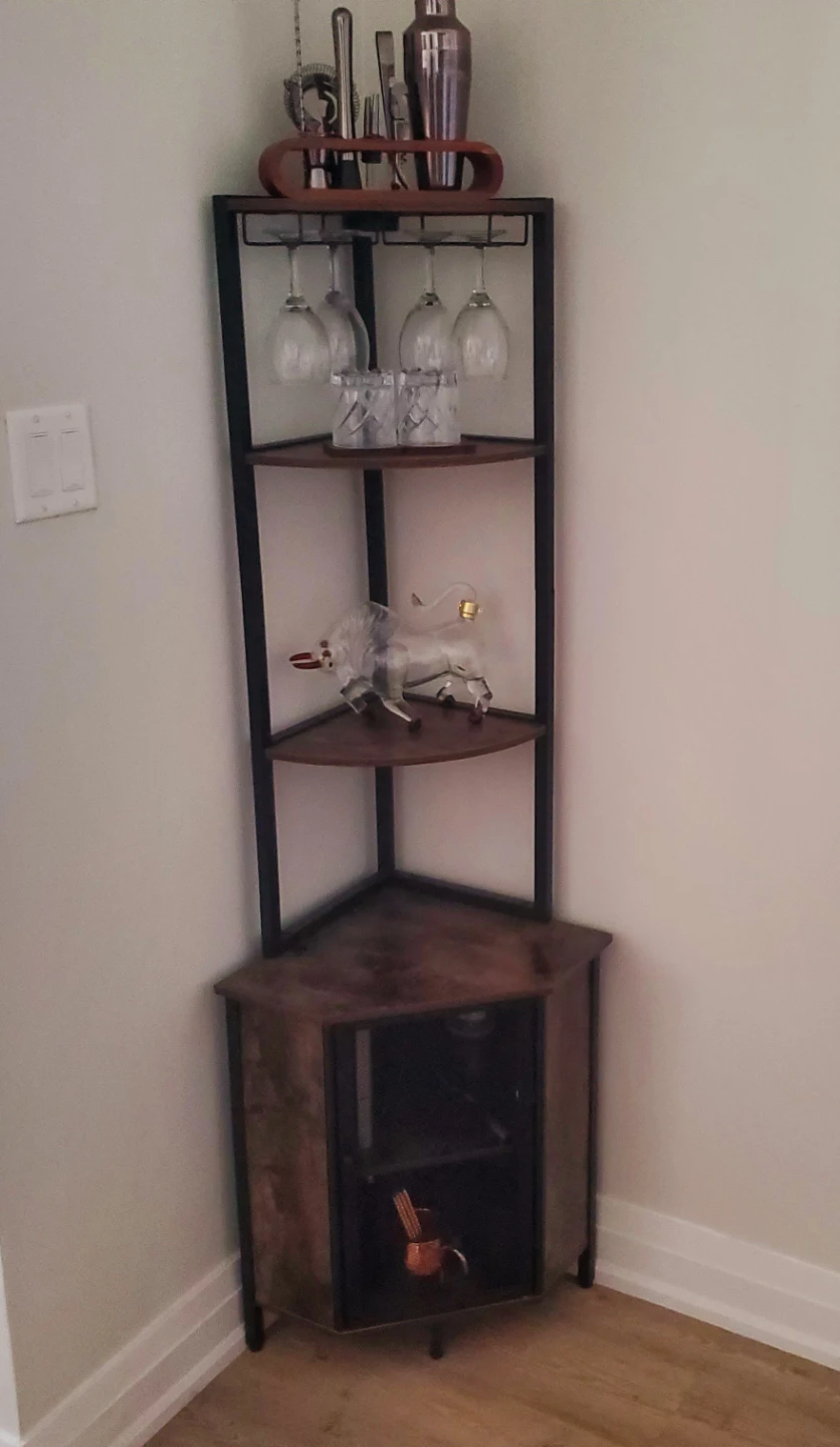 Corner Bar Shelf with Wine Glass Rack - photo 2