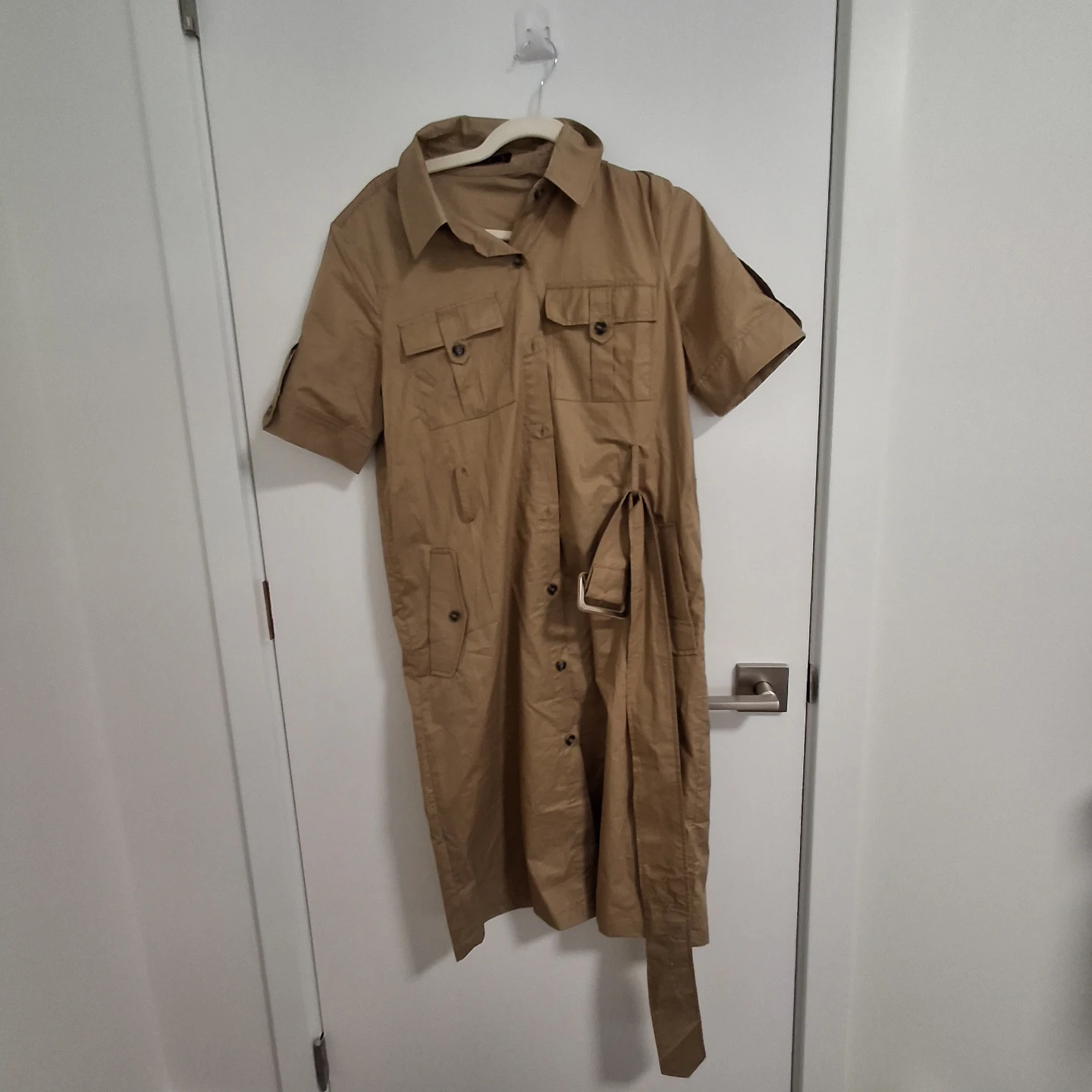 MOTF Tan Button-Up Shirt Dress with Belt
