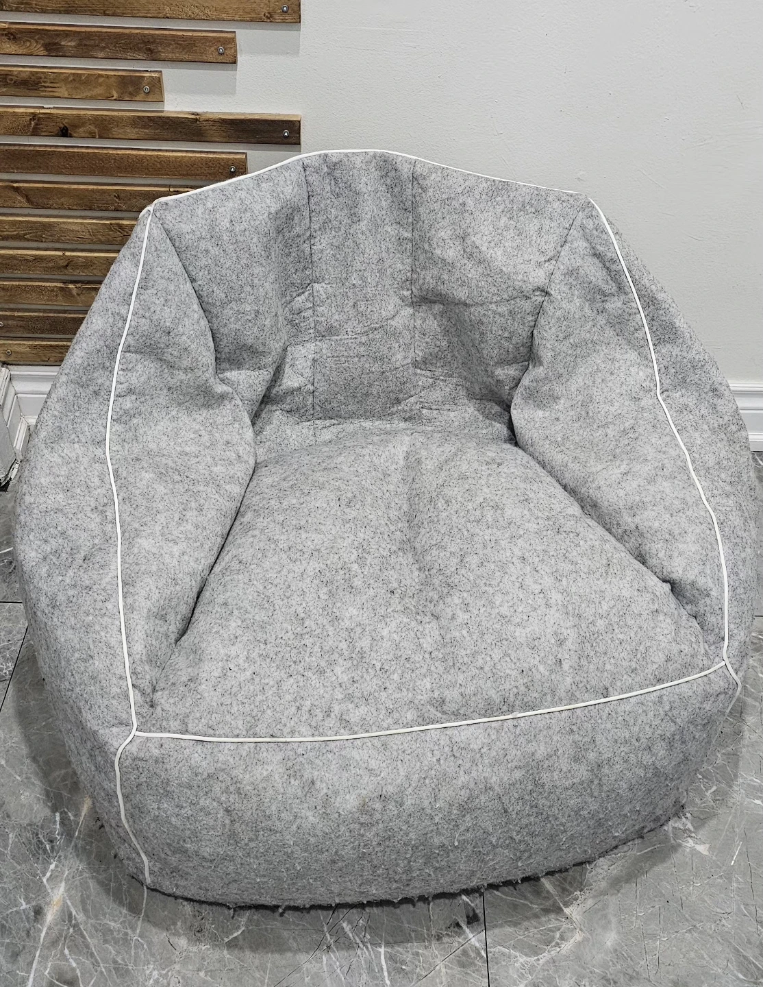 Grey Felt Bean Bag Chair