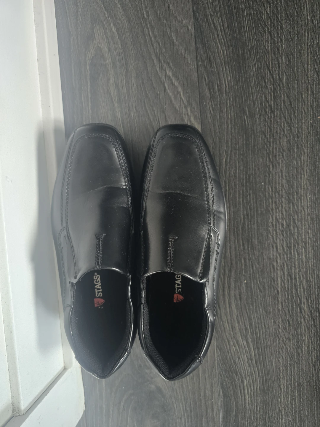 Stags Black Faux Leather Slip-On Shoes