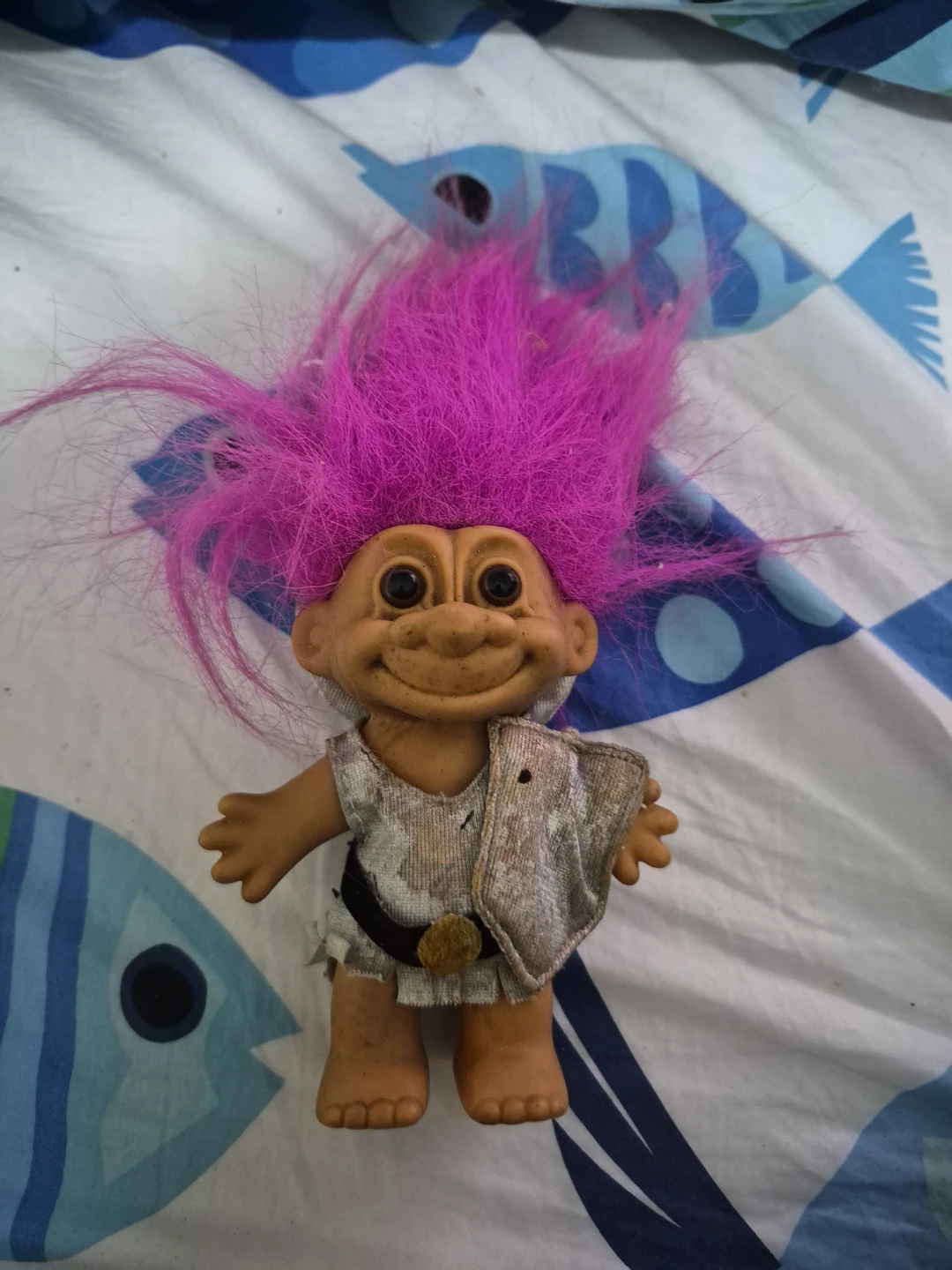 Vintage Troll Doll with Pink Hair