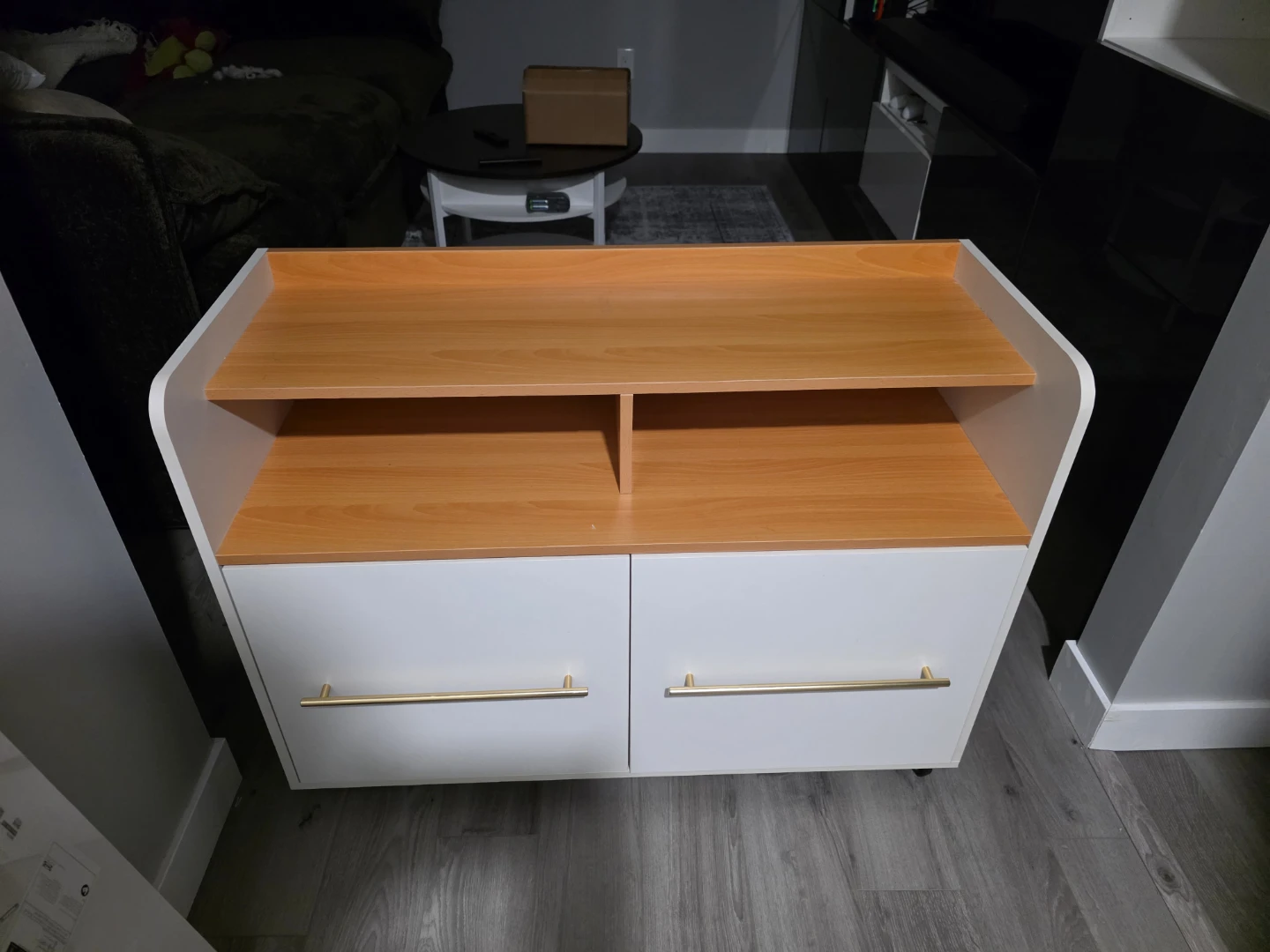 White and Wood 2-Drawer filing cabinet Storage Unit