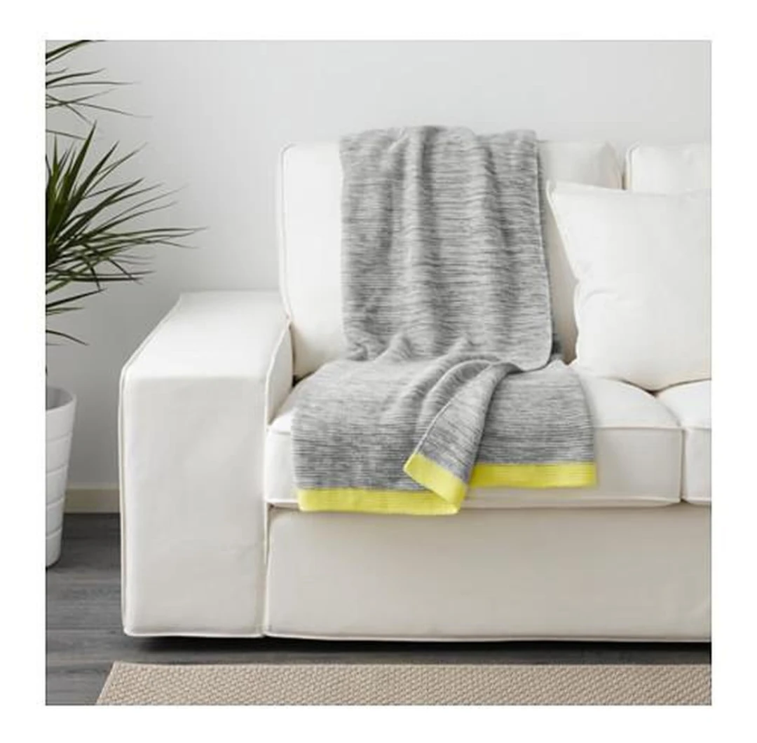 IKEA LISAMARI Throw Blanket Grey/Yellow 130x170 cm - photo 4