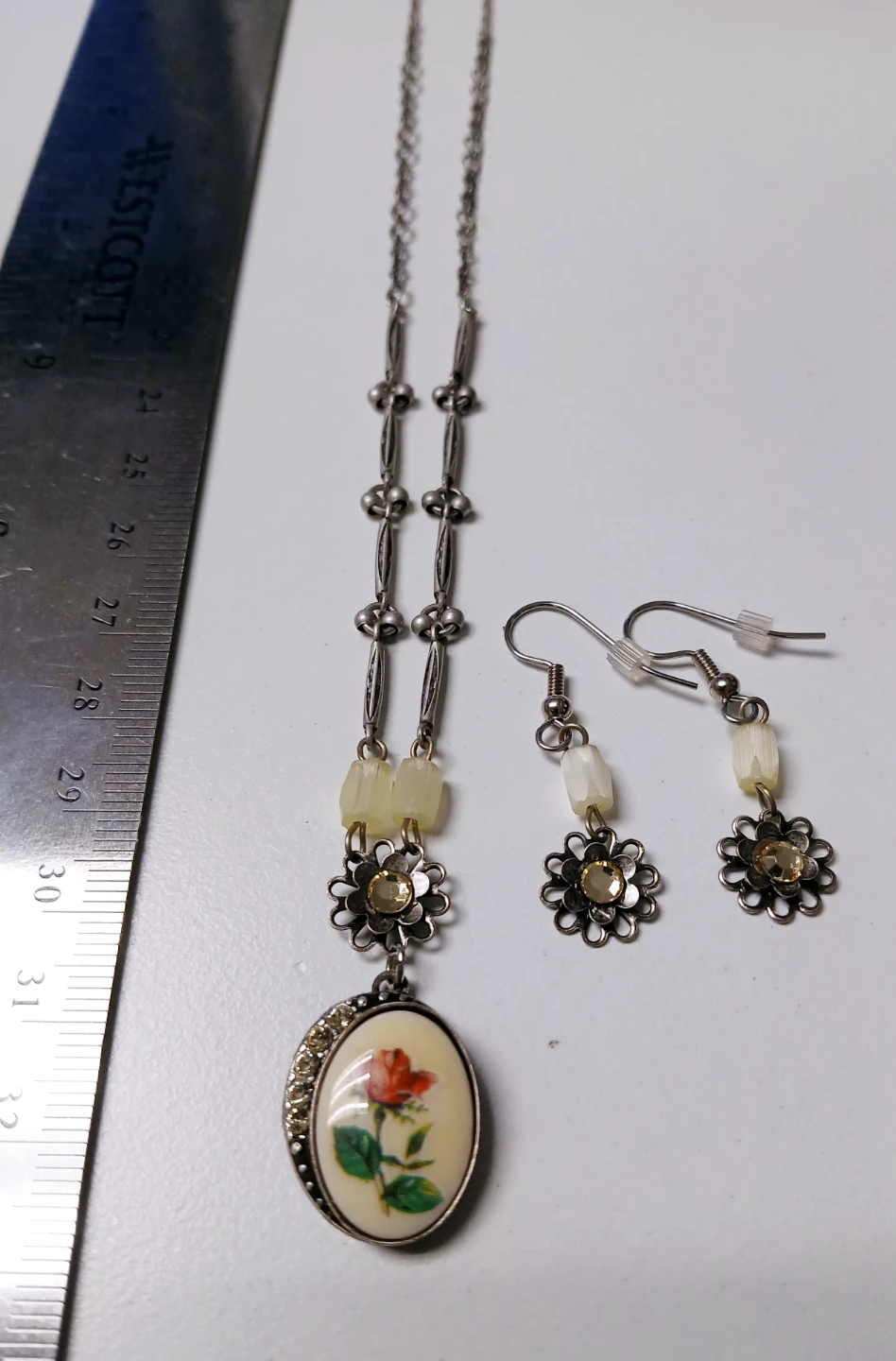 Rose Pendant Necklace and Matching Earrings Set - photo 2