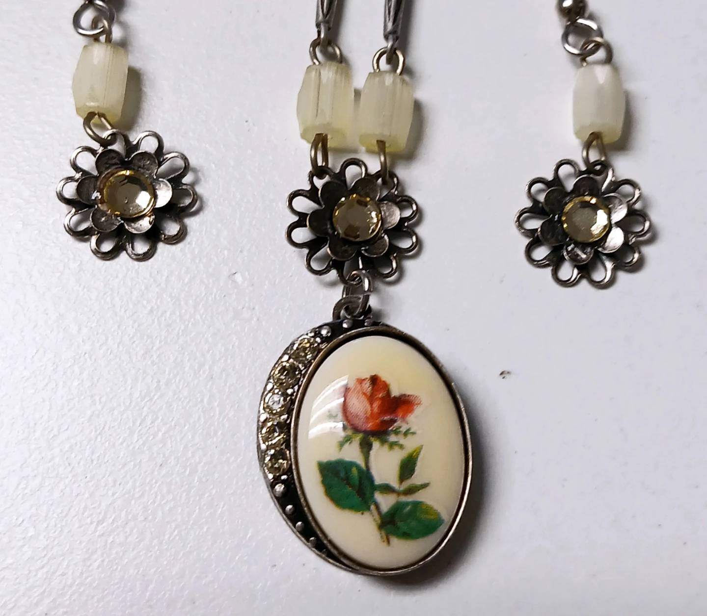 Rose Pendant Necklace and Matching Earrings Set - photo 5