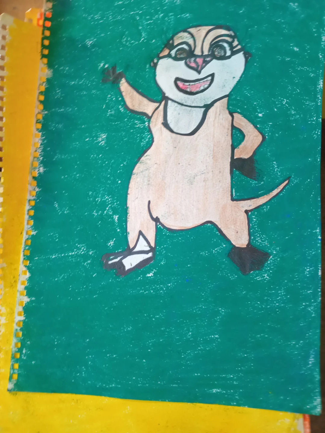 DARK Green Background Character Drawing by
