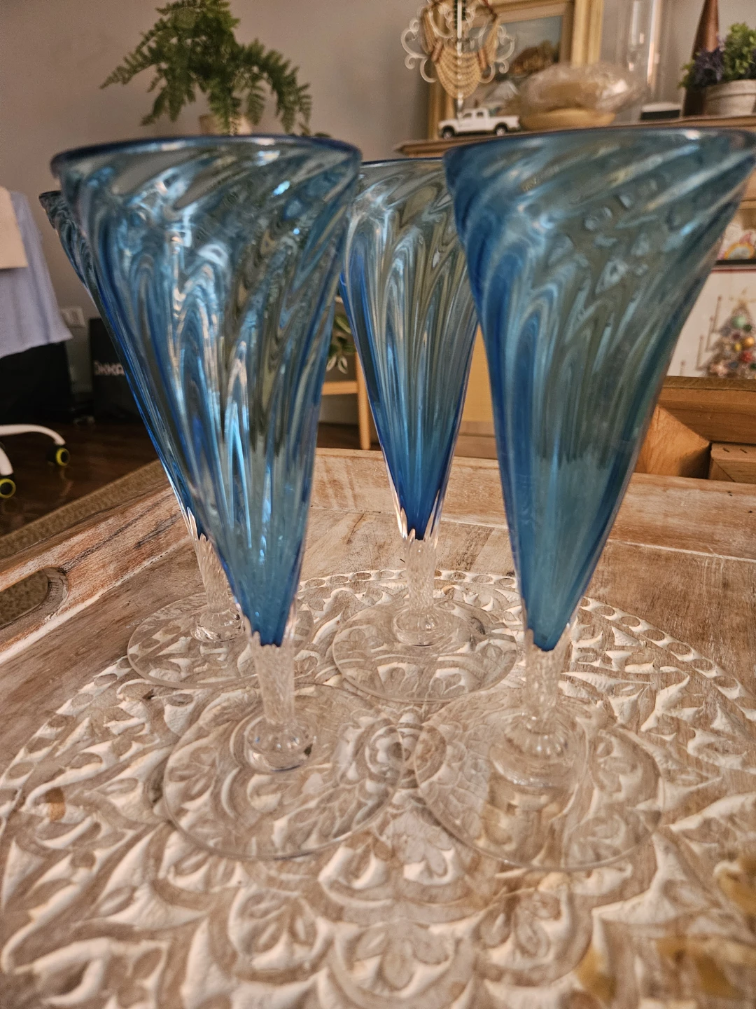 Set of 4 Blue R. Swirl Foster  Glasses-New