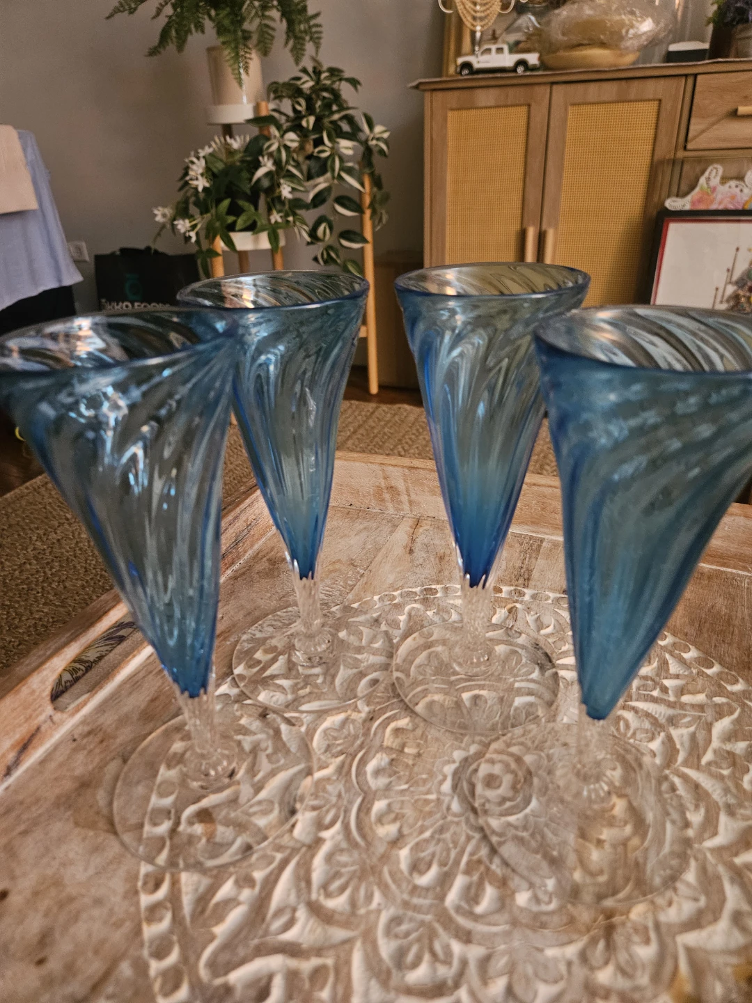 Set of 4 Blue R. Swirl Foster  Glasses-New - photo 2
