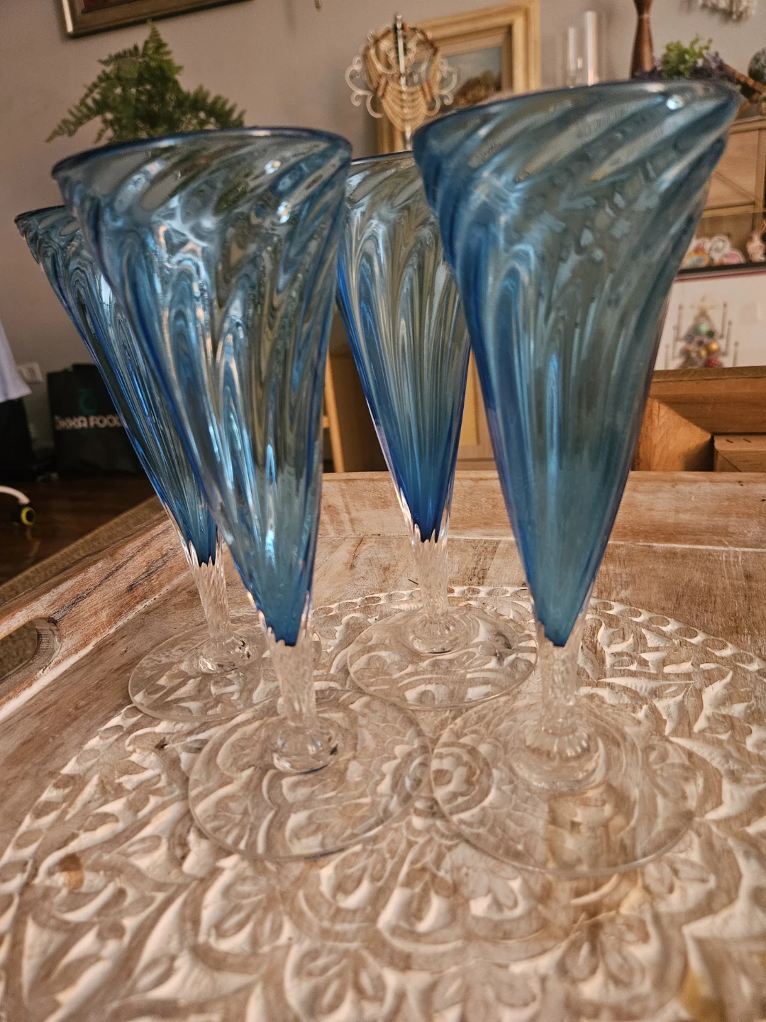 Set of 4 Blue R. Swirl Foster  Glasses-New - photo 3