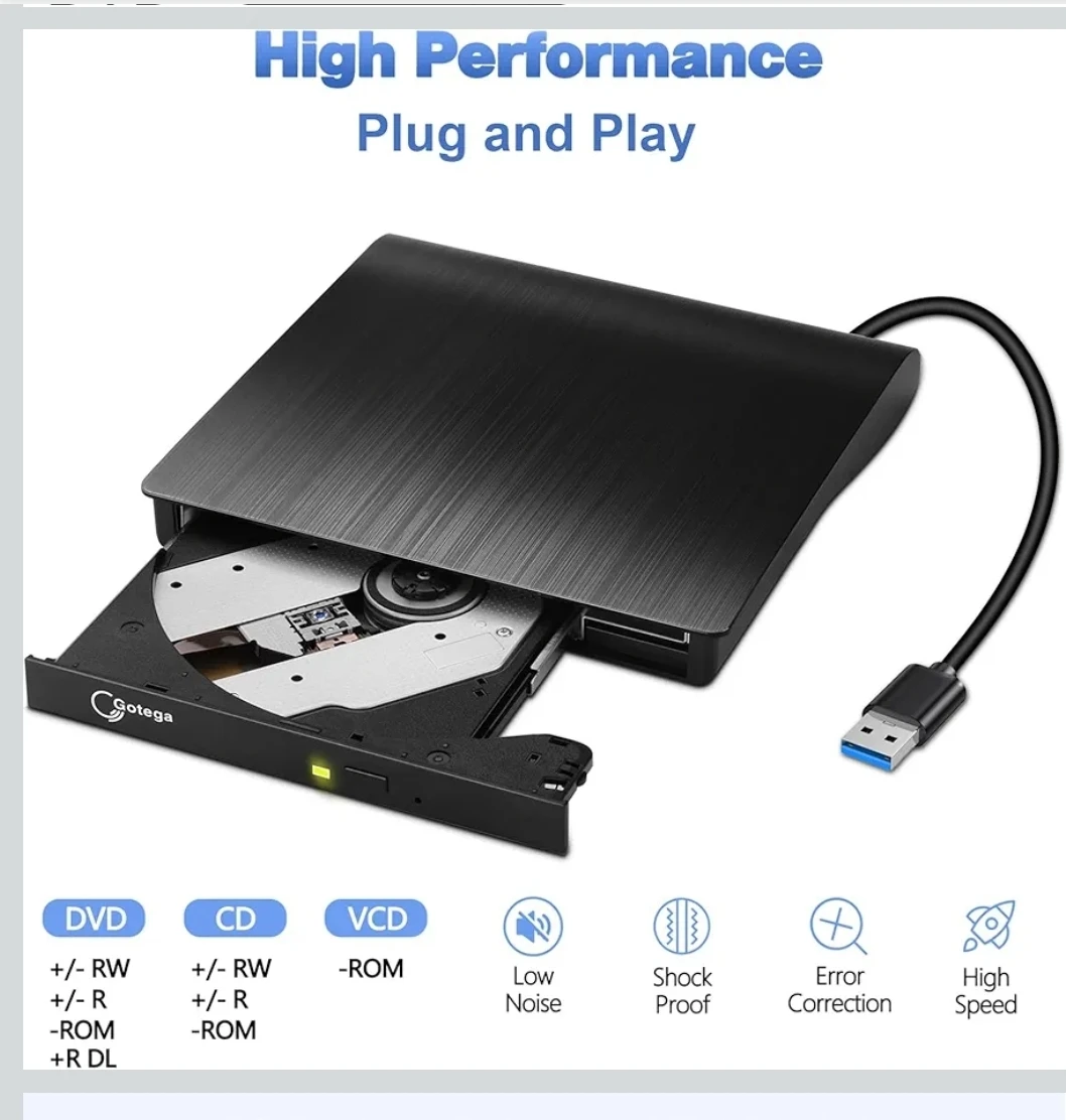 External DVD Drive, USB 3.0 Portable +/-RW, DVD Player - photo 3