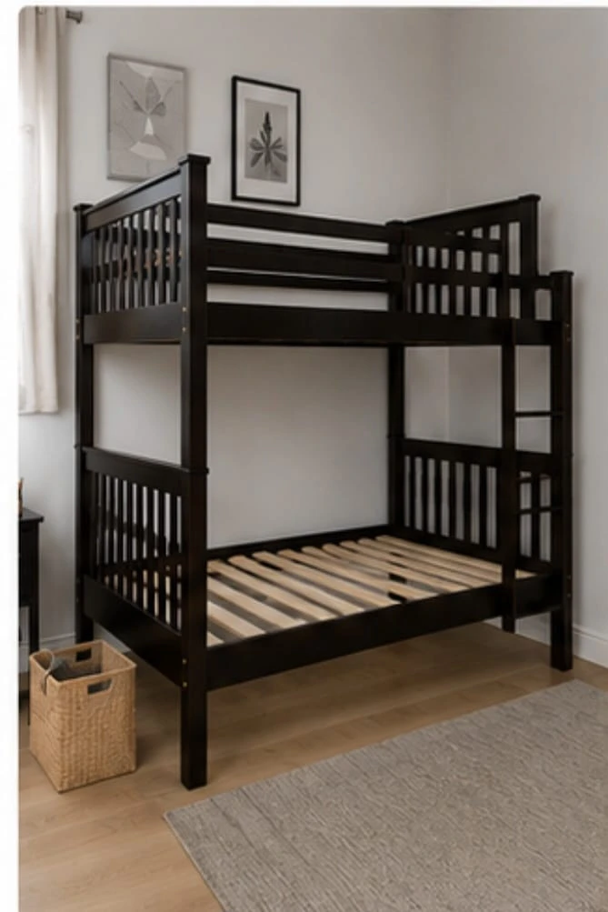 Dark Brown Wooden Bunk Bed - photo 2
