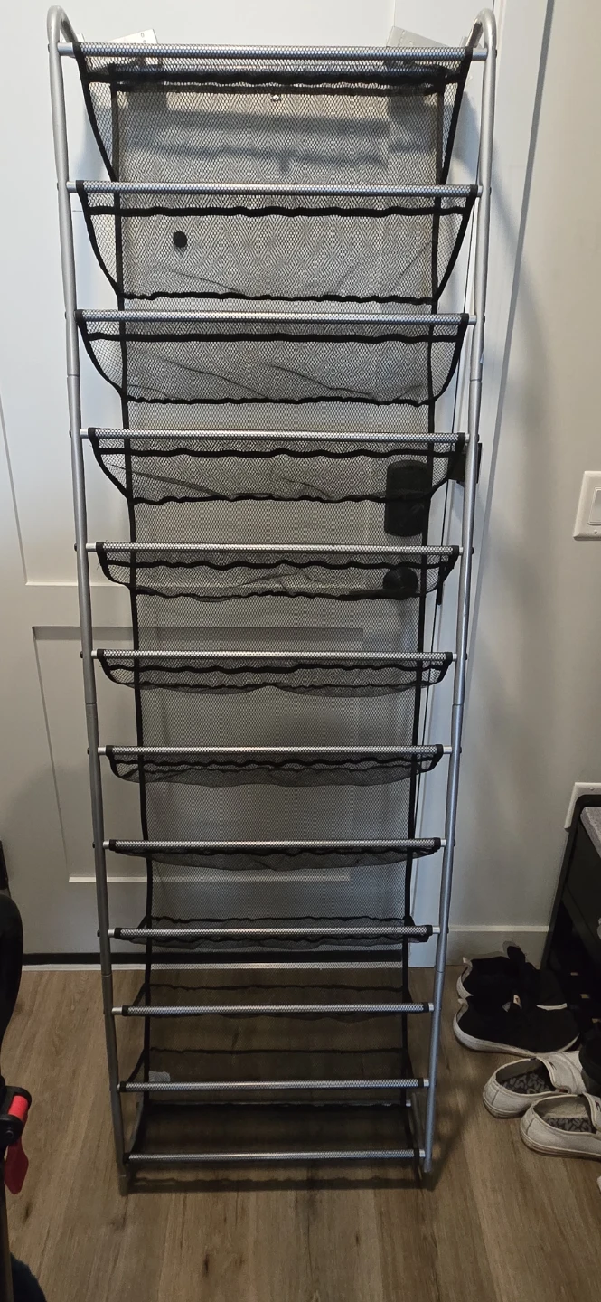 Black Mesh 10-Tier Over-the-Door Shoe Organizer